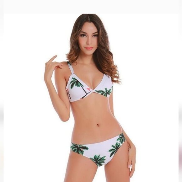 T&J Designs Bikini Tropical Palm Tree Strappy Back White Green Pink Vari… - Picture 2 of 12